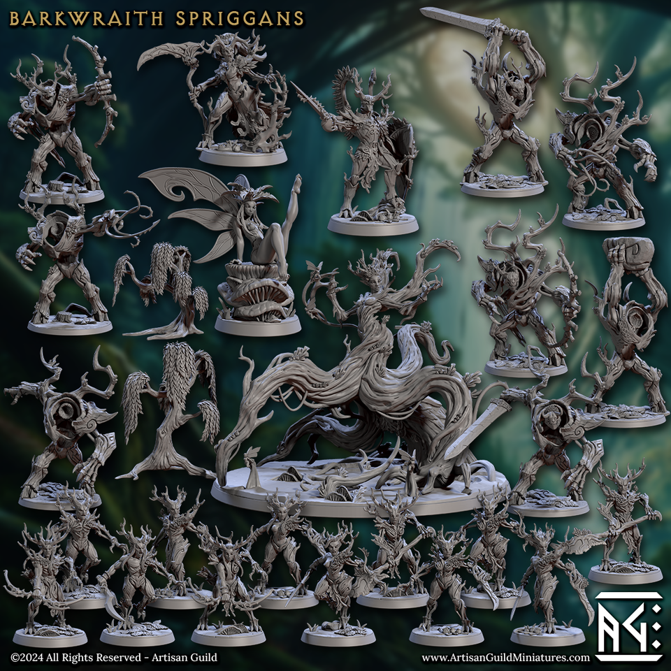 3D Printed Artisan Guild Avatar of Arba Barkwraith Spriggans Set 28mm 32mm