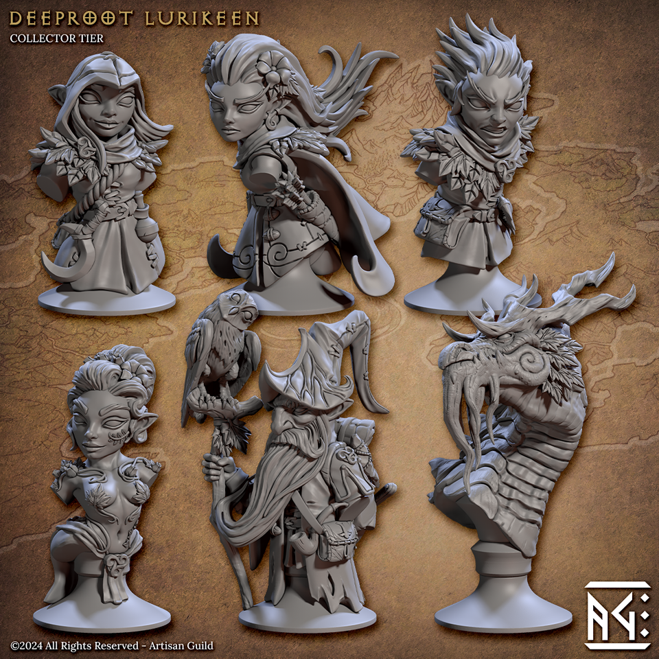 3D Printed Artisan Guild Deeproot Lurikeen Busts 28mm 32mm