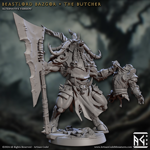 3D Printed Artisan Guild Beastlord Bazgor the Butcher Rise of the Beastmen Set 28mm 32mm