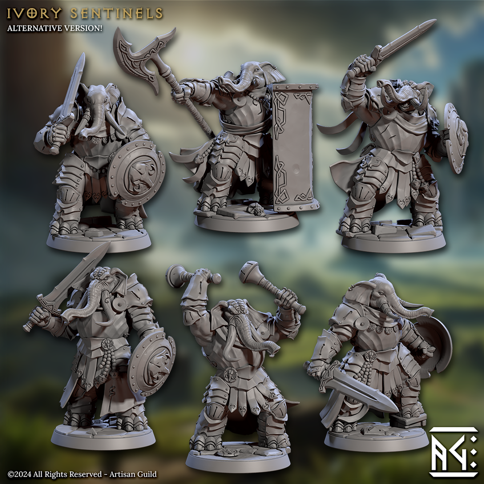 3D Printed Artisan Guild Ivory Sentinels Elephorim Ivory Sentinels 28mm 32mm