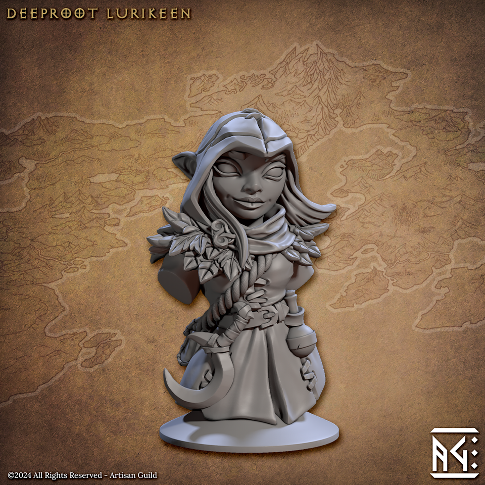 3D Printed Artisan Guild Deeproot Lurikeen Busts 28mm 32mm