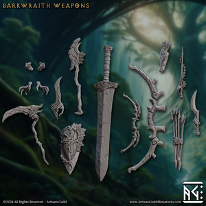 3D Printed Artisan Guild Barkwraith Standalone Weapons & Hands Barkwraith Spriggans Set 28mm 32mm