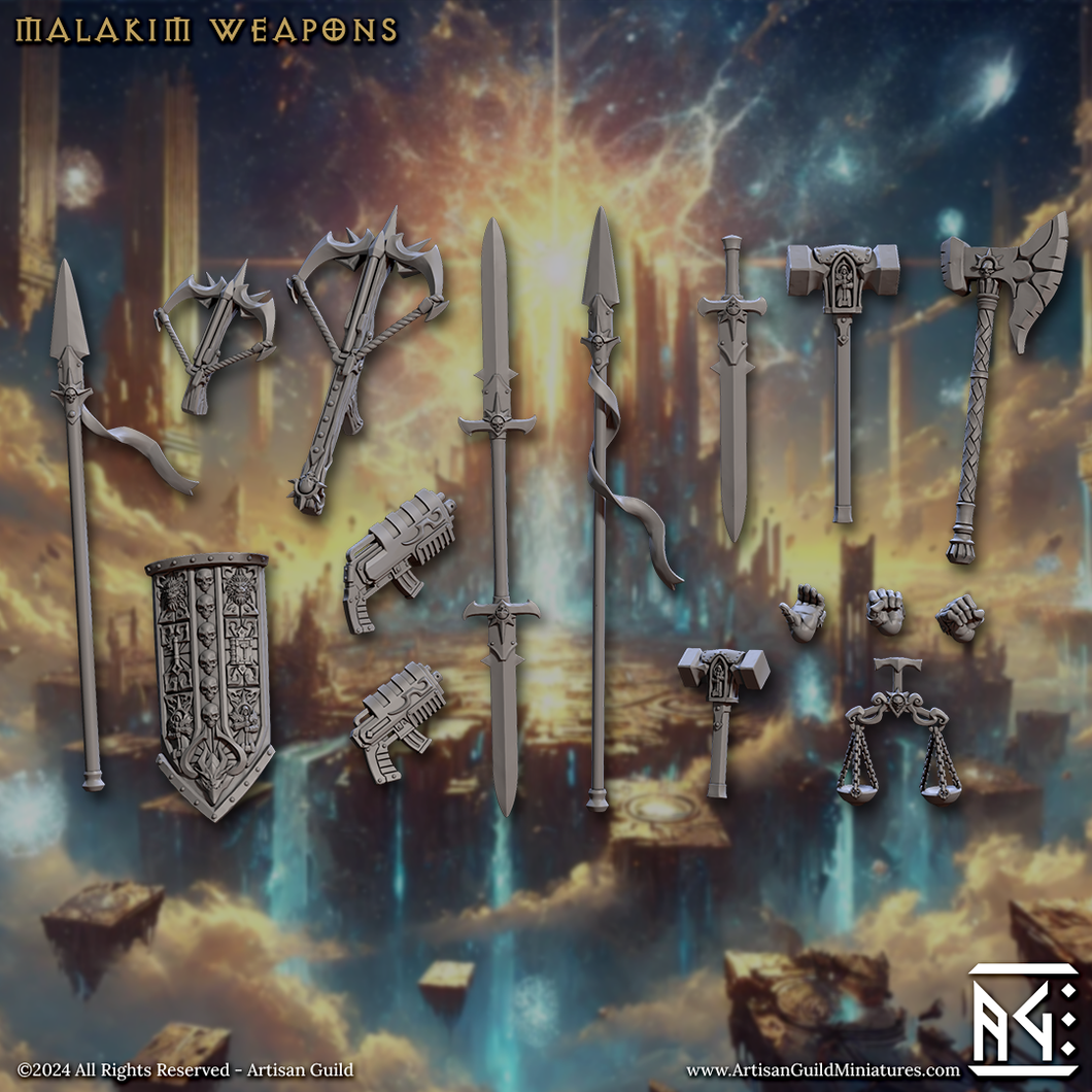 3D Printed Artisan Guild Malakim Standalone Weapons & Hands Wrath of the Malakim Set 28mm 32mm