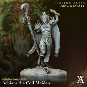 3D Printed Archvillain Games Archvillain Society Vol. XXVI Achiara The Coil Maiden 28 32mm D&D - Charming Terrain