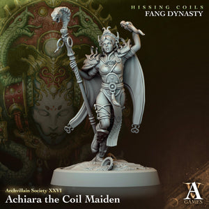 3D Printed Archvillain Games Archvillain Society Vol. XXVI Achiara The Coil Maiden 28 32mm D&D - Charming Terrain