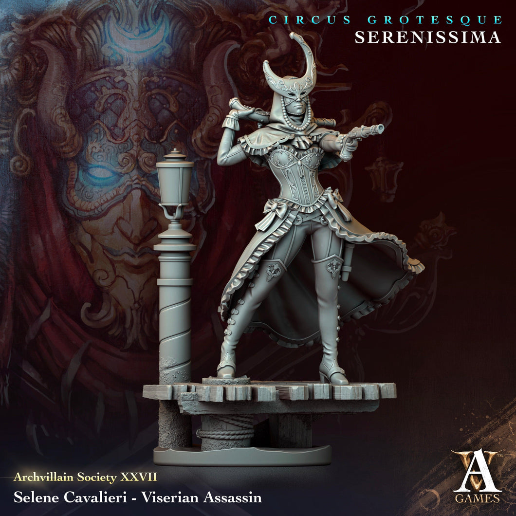 3D Printed Archvillain Games Archvillain Society Vol. XXVII Selene Cavalieri - Viserian Assassin 28 32mm D&D - Charming Terrain