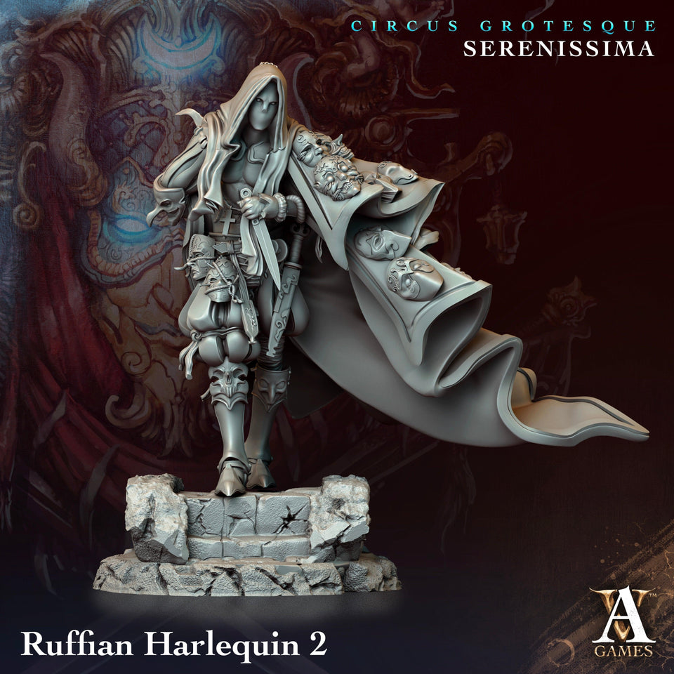 3D Printed Archvillain Games Circus Grotesque - Serenissima Ruffian Harlequin 28 32mm D&D - Charming Terrain