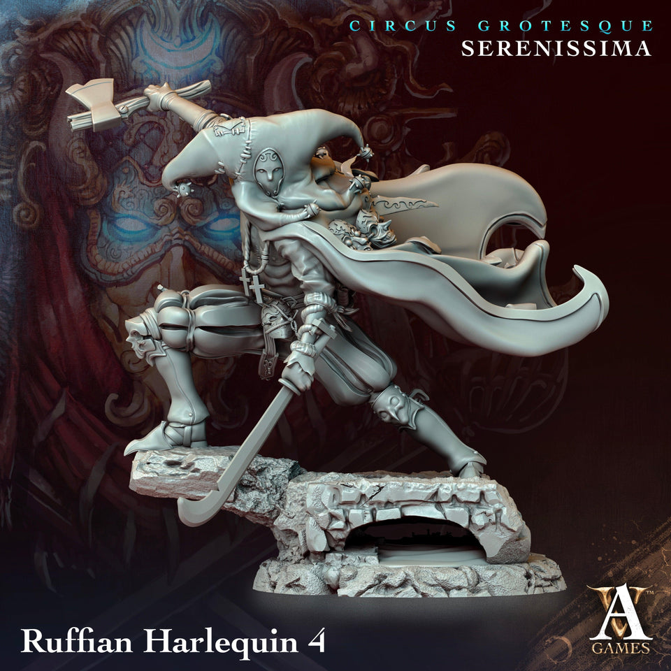 3D Printed Archvillain Games Circus Grotesque - Serenissima Ruffian Harlequin 28 32mm D&D - Charming Terrain