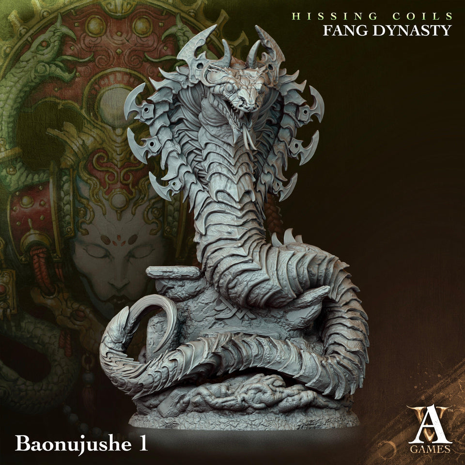 3D Printed Archvillain Games Hissing Coils - Fang Dynasty Baonujushe 28 32mm D&D - Charming Terrain