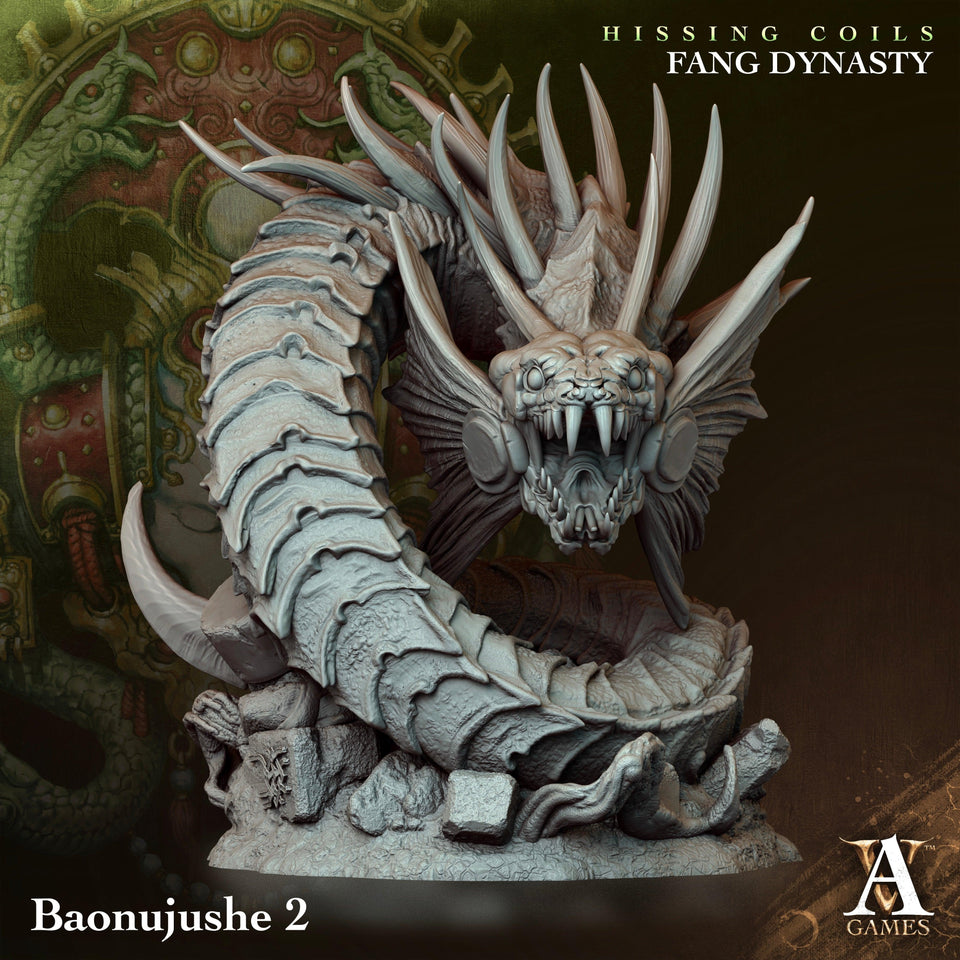 3D Printed Archvillain Games Hissing Coils - Fang Dynasty Baonujushe 28 32mm D&D - Charming Terrain