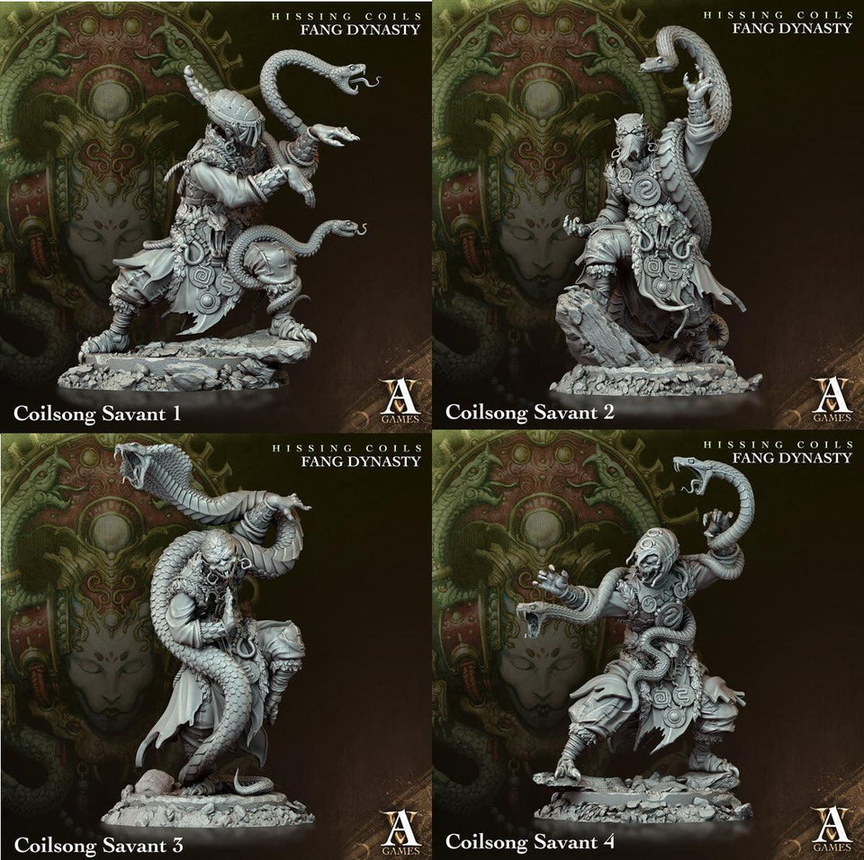 3D Printed Archvillain Games Hissing Coils - Fang Dynasty Coilsong Savant 28 32mm D&D - Charming Terrain