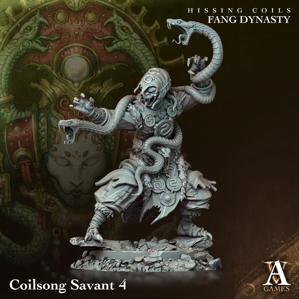 3D Printed Archvillain Games Hissing Coils - Fang Dynasty Coilsong Savant 28 32mm D&D - Charming Terrain