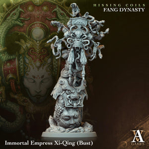 3D Printed Archvillain Games Hissing Coils - Fang Dynasty Immortal Empress Xi-Qing - Bust 28 32mm D&D - Charming Terrain