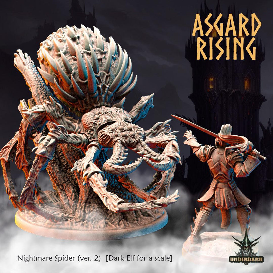 3D Printed Asgard Nightmare Spider Version 2 28 32 mm Wargaming DnD - Charming Terrain