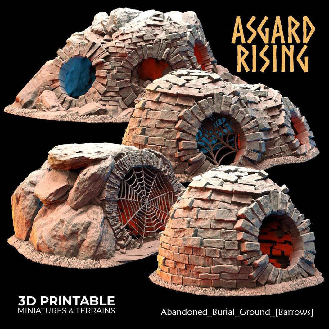 3D Printed Asgard Rising Abandoned Burial Ground Burrows 28 32 mm Wargaming DnD - Charming Terrain