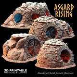 3D Printed Asgard Rising Abandoned Burial Ground Burrows 28 32 mm Wargaming DnD - Charming Terrain