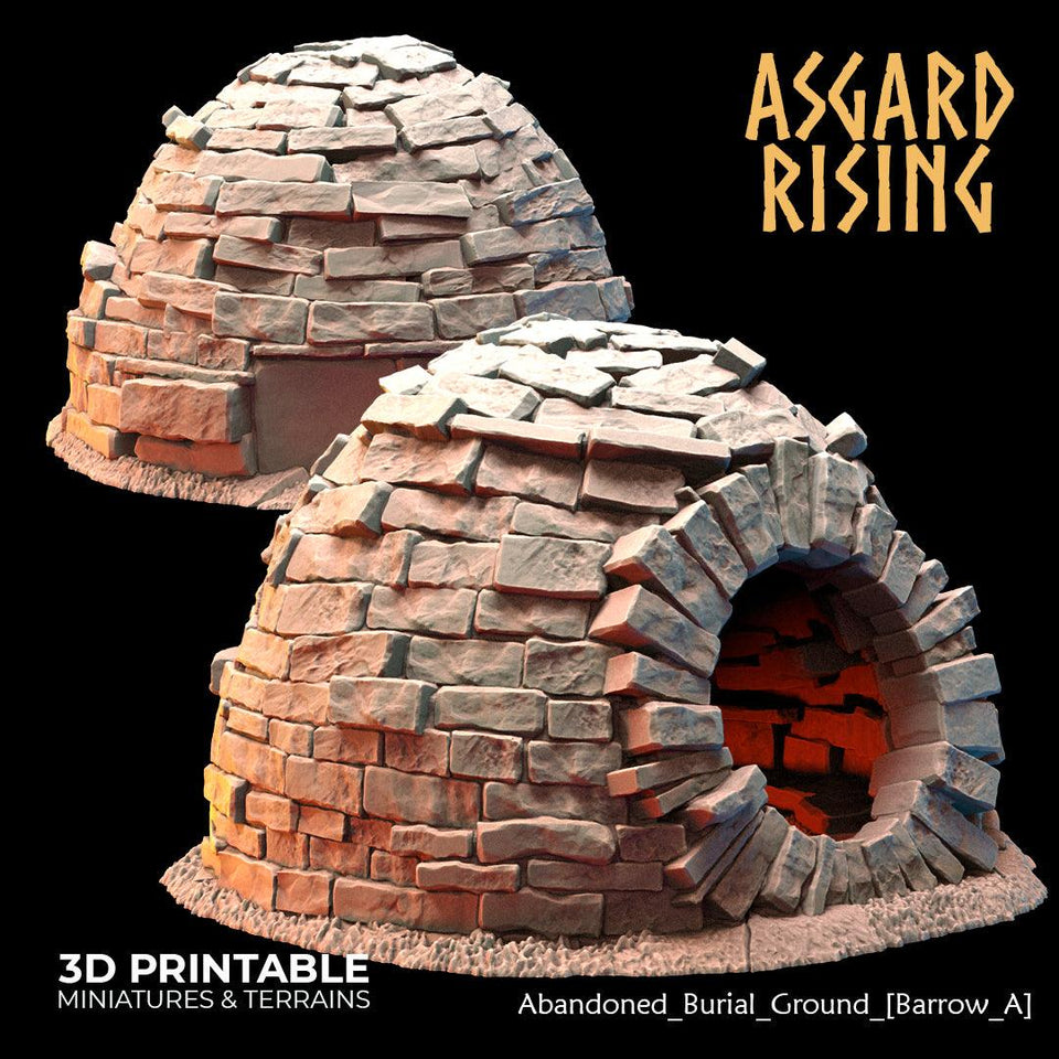 3D Printed Asgard Rising Abandoned Burial Ground Burrows 28 32 mm Wargaming DnD - Charming Terrain