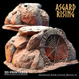 3D Printed Asgard Rising Abandoned Burial Ground Burrows 28 32 mm Wargaming DnD - Charming Terrain