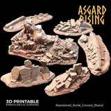 3D Printed Asgard Rising Abandoned Burial Ground Ruins 28 32 mm Wargaming DnD - Charming Terrain