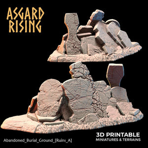 3D Printed Asgard Rising Abandoned Burial Ground Ruins 28 32 mm Wargaming DnD - Charming Terrain