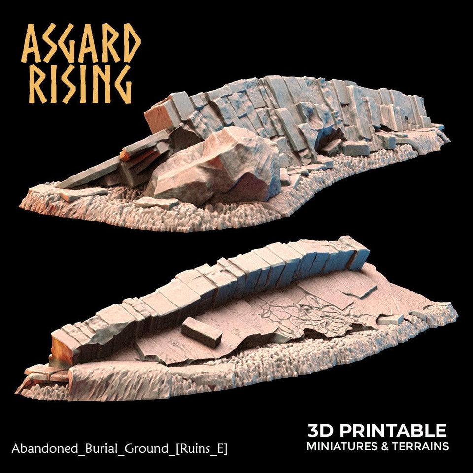 3D Printed Asgard Rising Abandoned Burial Ground Ruins 28 32 mm Wargaming DnD - Charming Terrain