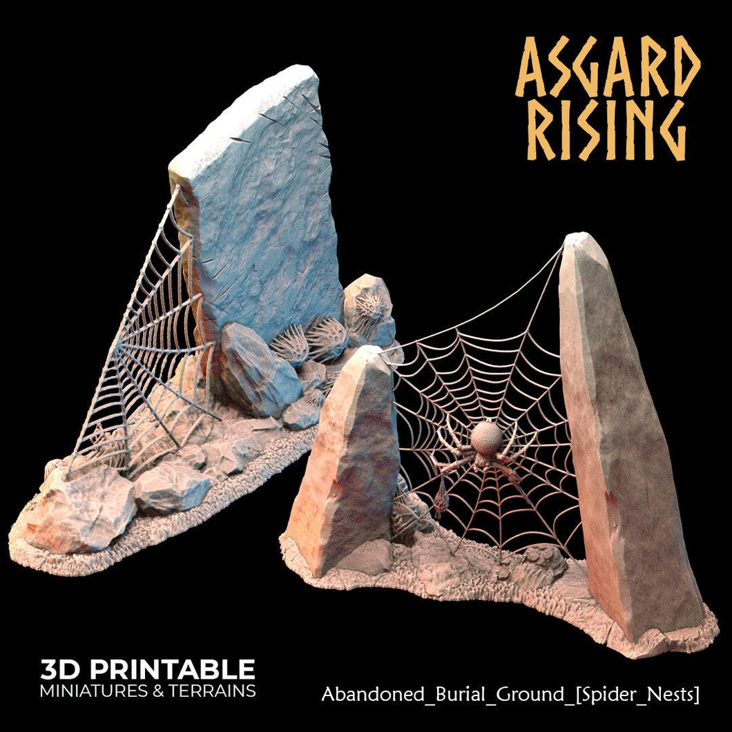 3D Printed Asgard Rising Abandoned Burial Ground Spider Nests 28 32 mm Wargaming DnD - Charming Terrain