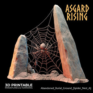 3D Printed Asgard Rising Abandoned Burial Ground Spider Nests 28 32 mm Wargaming DnD - Charming Terrain