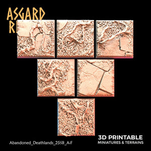 3D Printed Asgard Rising Abandoned Deathlands 6x 20 25 30 35mm Square Base Wargaming DnD - Charming Terrain