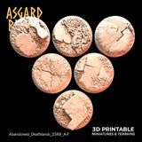 3D Printed Asgard Rising Abandoned Deathlands 6x 25 28 32 35mm Round Base Wargaming DnD - Charming Terrain