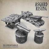 3D Printed Asgard Rising Blacksmith Forge Anvil Props Set 28 32 mm Wargaming DnD - Charming Terrain