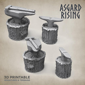 3D Printed Asgard Rising Blacksmith Forge Anvil Props Set 28 32 mm Wargaming DnD - Charming Terrain