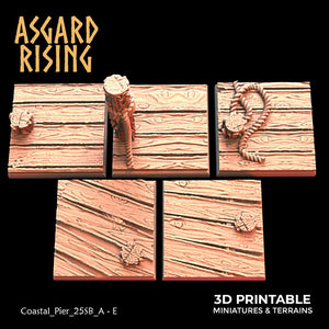 3D Printed Asgard Rising Coastal Pier Set 1 - 20 25 30 35mm Square Bases 28 32 mm Wargaming DnD - Charming Terrain