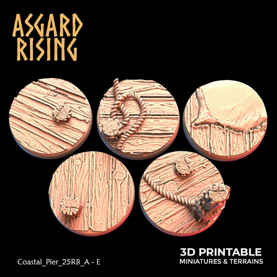 3D Printed Asgard Rising Coastal Pier Set 1 - 25 28 32 35mm Round Bases 28 32 mm Wargaming DnD - Charming Terrain