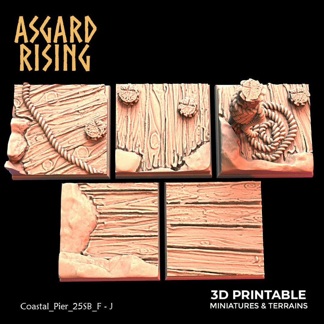 3D Printed Asgard Rising Coastal Pier Set 2 - 20 25 30 35mm Square Bases 28 32 mm Wargaming DnD - Charming Terrain