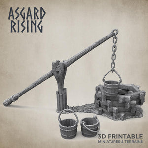 3D Printed Asgard Rising Crane Water Well 28 32 mm Wargaming DnD - Charming Terrain