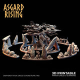 3D Printed Asgard Rising Deepforest Ritual Circles & Sacred Runic Tree - 28 32mm Wargaming DnD - Charming Terrain