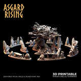 3D Printed Asgard Rising Deepforest Ritual Circles & Sacred Runic Tree - 28 32mm Wargaming DnD - Charming Terrain