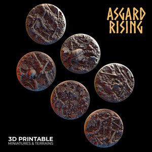 3D Printed Asgard Rising Deepforest Ritual Ground Round Base Set - 6 x 25 28 mm Round Base Set B Wargaming DnD - Charming Terrain