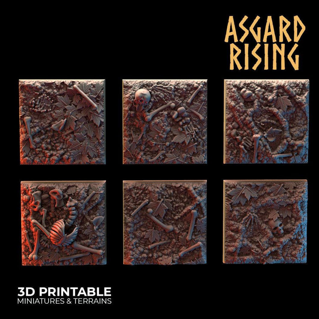 3D Printed Asgard Rising Deepforest Ritual Ground Square Bases - 6 x 20 mm Round Base Set B Wargaming DnD - Charming Terrain