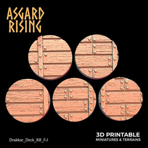 3D Printed Asgard Rising Drakkar Deck Round Bases 25 28 32 35mm Version 2 28 32 mm Wargaming DnD - Charming Terrain