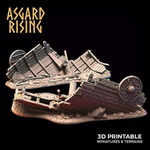 3D Printed Asgard Rising Drakkar Snekkar Ship Wreck Set 28 32 mm Wargaming DnD - Charming Terrain