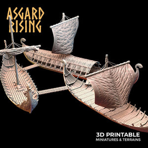 3D Printed Asgard Rising Expedition Drakkars Ship 28 32 mm Wargaming DnD - Charming Terrain