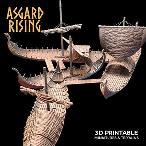 3D Printed Asgard Rising Expedition Drakkars Ship 28 32 mm Wargaming DnD - Charming Terrain