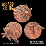 3D Printed Asgard Rising Fern Forest - 3x 40mm Round Base Wargaming DnD - Charming Terrain