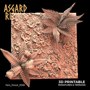 3D Printed Asgard Rising Fern Forest - 50mm Square Base Wargaming DnD - Charming Terrain