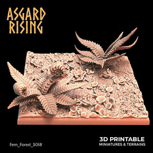 3D Printed Asgard Rising Fern Forest - 50mm Square Base Wargaming DnD - Charming Terrain