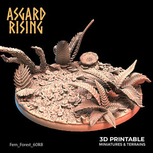 3D Printed Asgard Rising Fern Forest - 60mm Round Base Wargaming DnD - Charming Terrain