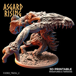 3D Printed Asgard Rising Fjord Troll 28 32 mm Wargaming DnD - Charming Terrain