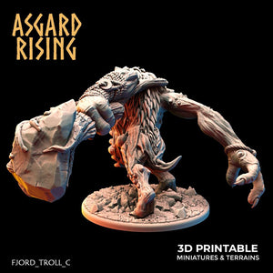 3D Printed Asgard Rising Fjord Troll 28 32 mm Wargaming DnD - Charming Terrain