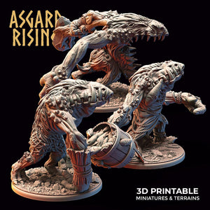 3D Printed Asgard Rising Fjord Troll Set 28 32 mm Wargaming DnD - Charming Terrain